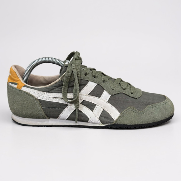 Onitsuka Tiger Serrano Sneakers Size 7.5 US Burnt Olive White Suede Retro Style - Picture 1 of 9